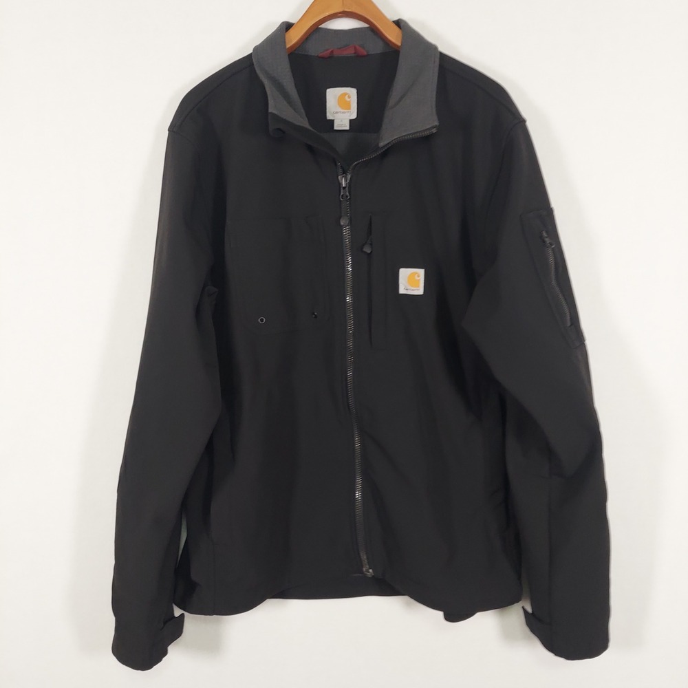 Carhartt Crowley Softshell Jacket Men L Black Rain Defender Rugged Flex Workwear